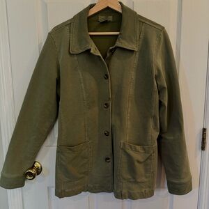 The Territory Ahead Olive Green Stretch Cotton Utility Jacket Shacket Size M